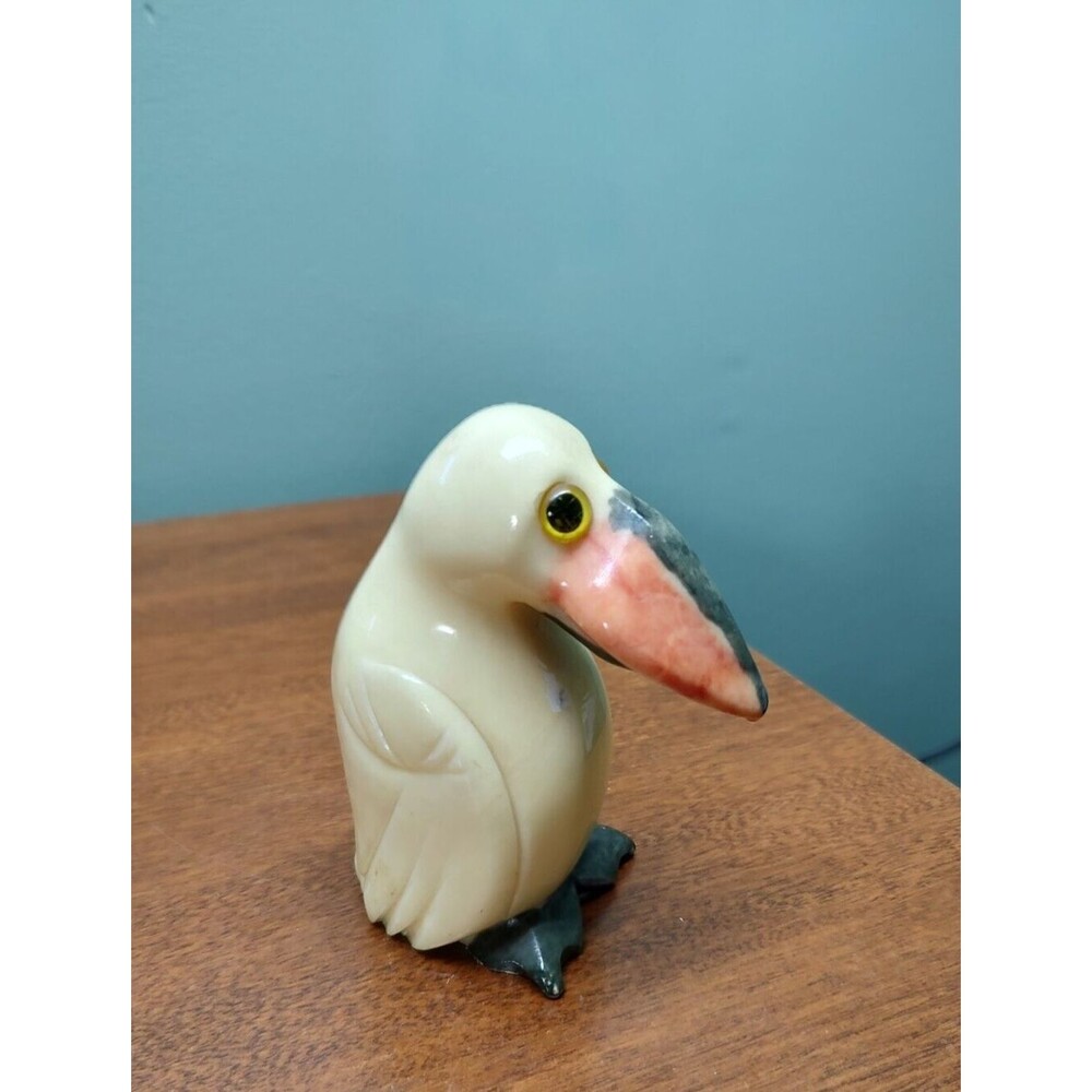 Alabaster Carved DoDo ? Bird Italy Yellow Buzzard Figurine Paperweight 4.25" T